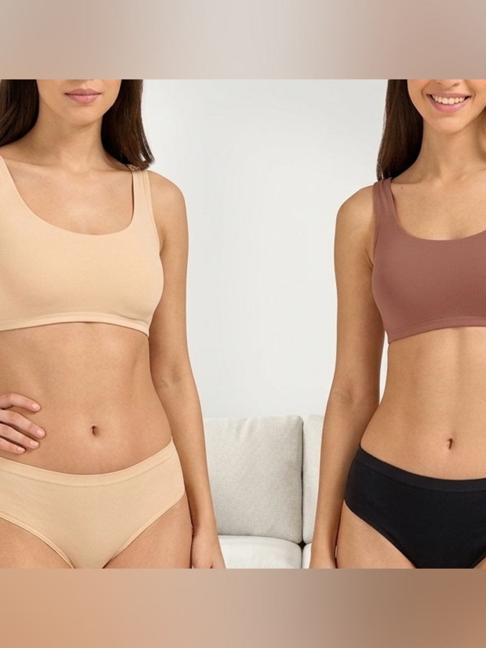 Two BAMBOO Scoop Neck Seamless Bralettes